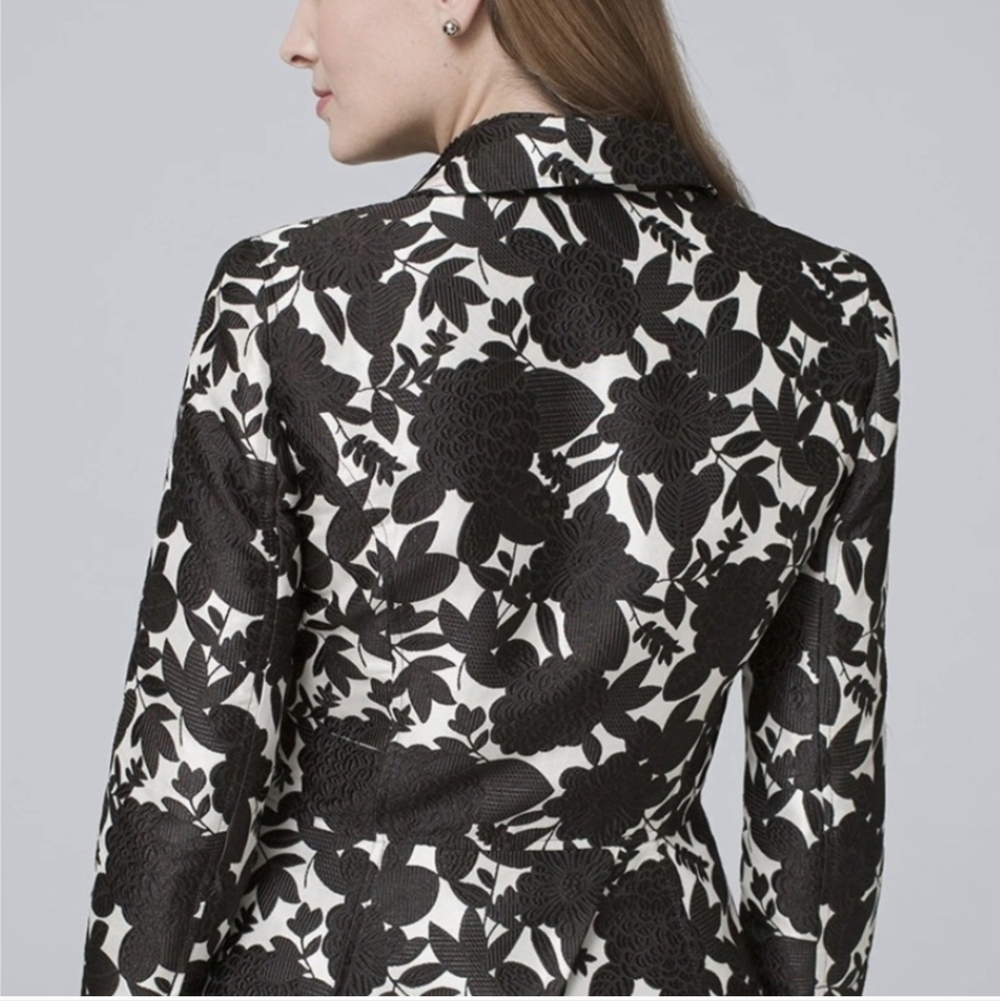 White House Black Market Womens Jacket Floral Brocade Zip Classic Quiet Luxury 6 - Picture 16 of 16
